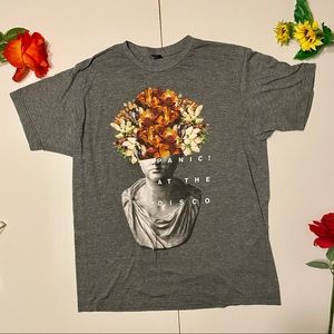 Panic At The Disco Flower Head Gray T Shirt Large